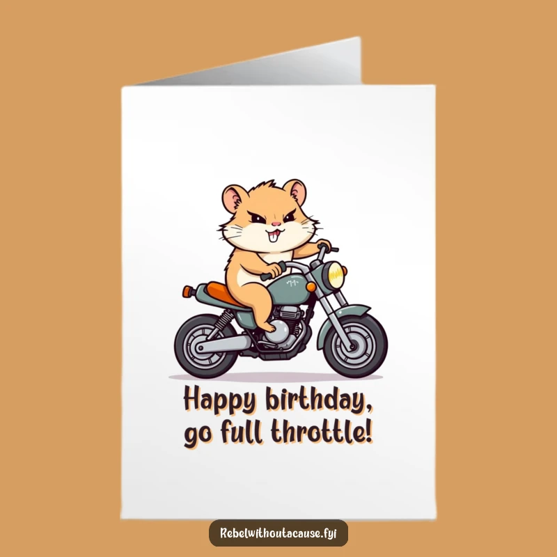 Free Printable Birthday Card: Hamster on Motorcycle, Funny Downloadable Gift