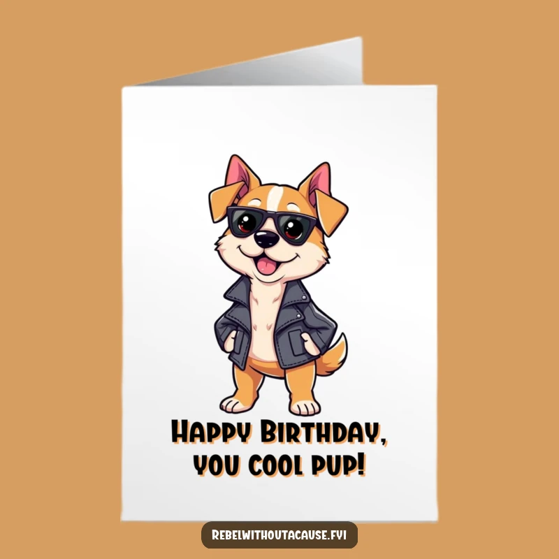 Free Printable Sassy Dog Birthday Card - Cool Jacket Downloadable Gift for a Rocking Day