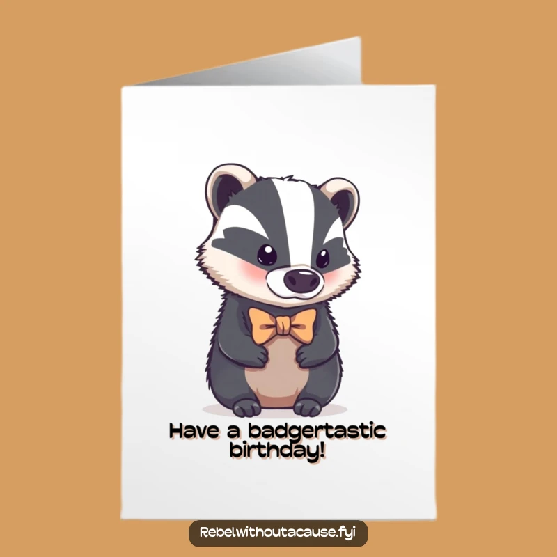 Free Printable Birthday Card: Aloof Badger's Funny Bowtie Wish