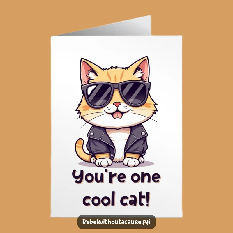 Free Printable Congrats Card: Cool Cat's Victory Grin Downloadable