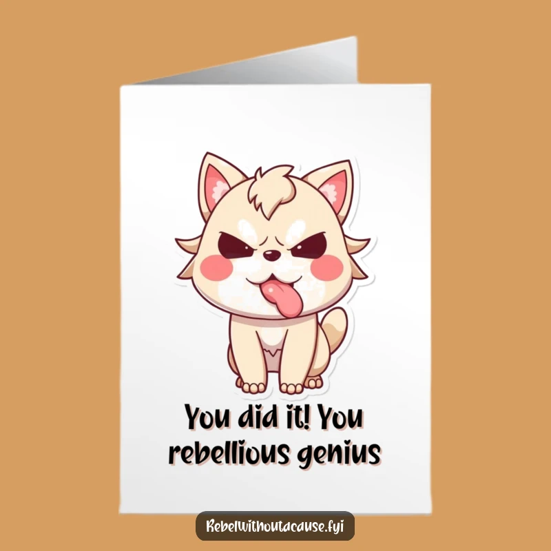 Free Printable 'Congrats' Card: Defiant Animal Tongue Out Funny Downloadable Gift