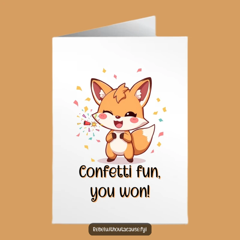 Free Printable Congrats Card: Fox Confetti Blast - Downloadable Celebration!