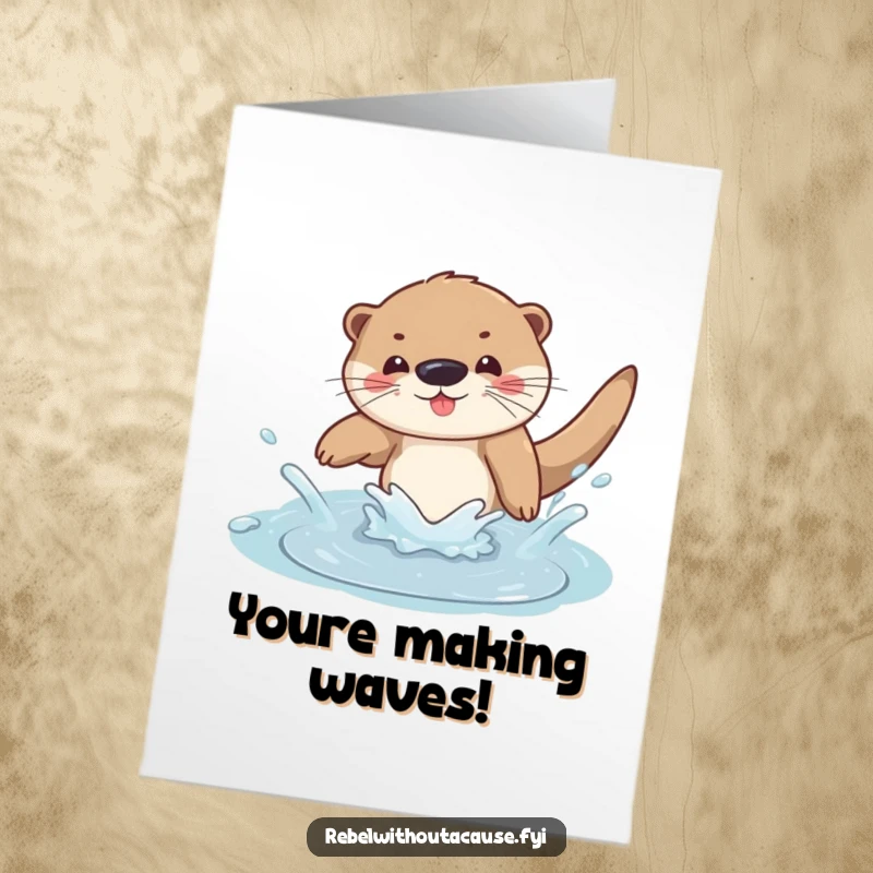 Funny Free Printable Congratulations Card: A carefree otter makes a big splash diving.