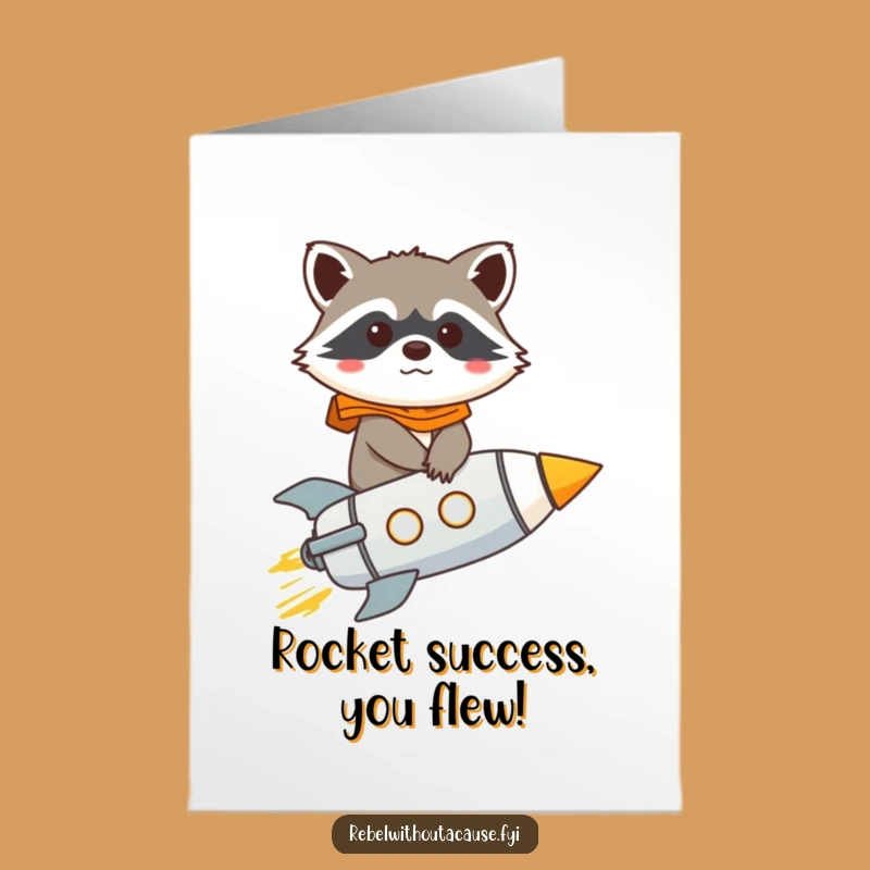 Free Printable Congrats Card: Raccoon Rocket Adventure - Downloadable Success!