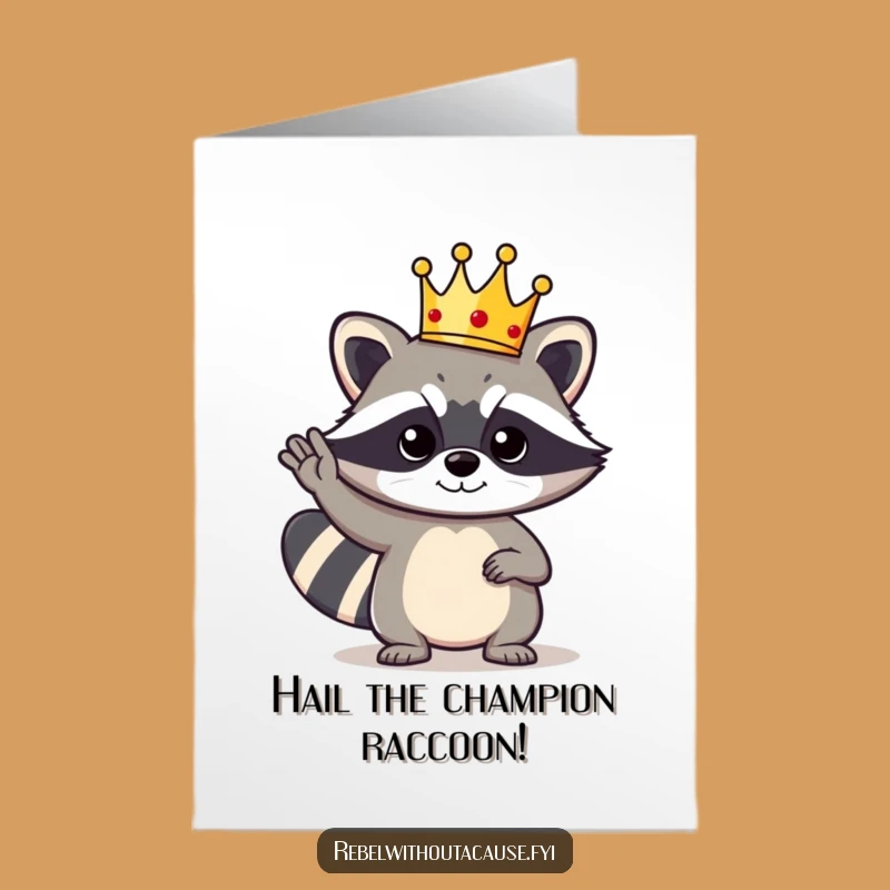 Free Printable Congrats Card: Raccoon's Royal Salute, Downloadable Gift