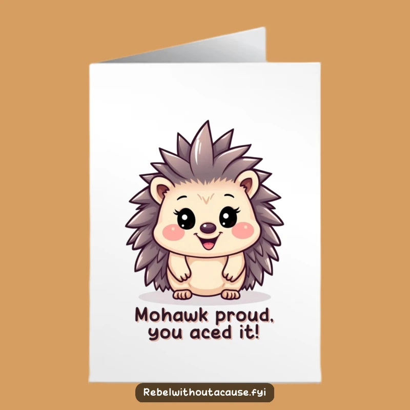 Free Printable Congrats Card: Rockin' Hedgehog Mohawk - Downloadable Cheers!