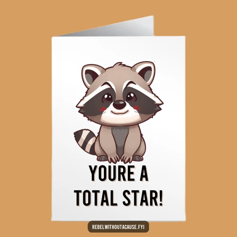 Free Printable Congrats Card: Spunky Raccoon Cheering for Your Success