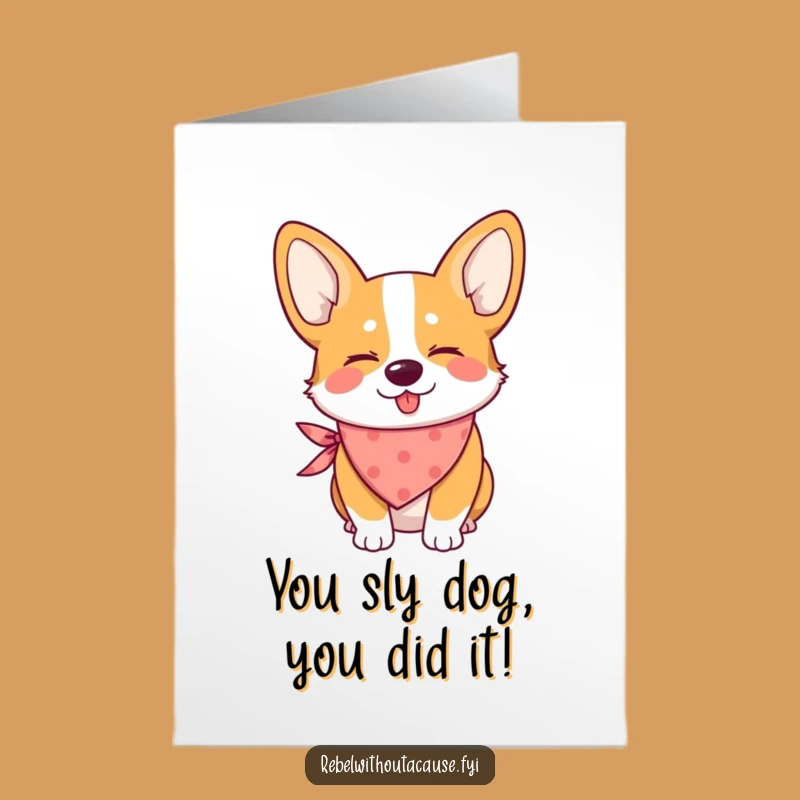 Free Printable Congrats Card: Winking Corgi for a Playful Celebration