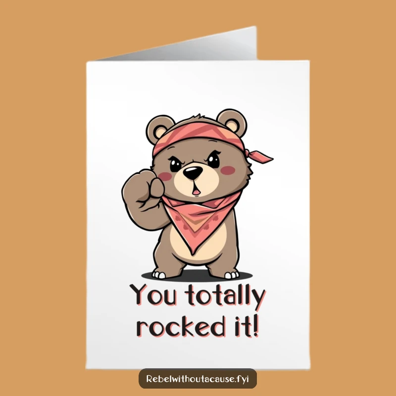 Free Printable Congratulations Card: Determined Bear Fist Bump for a Funny Downloadable Gift