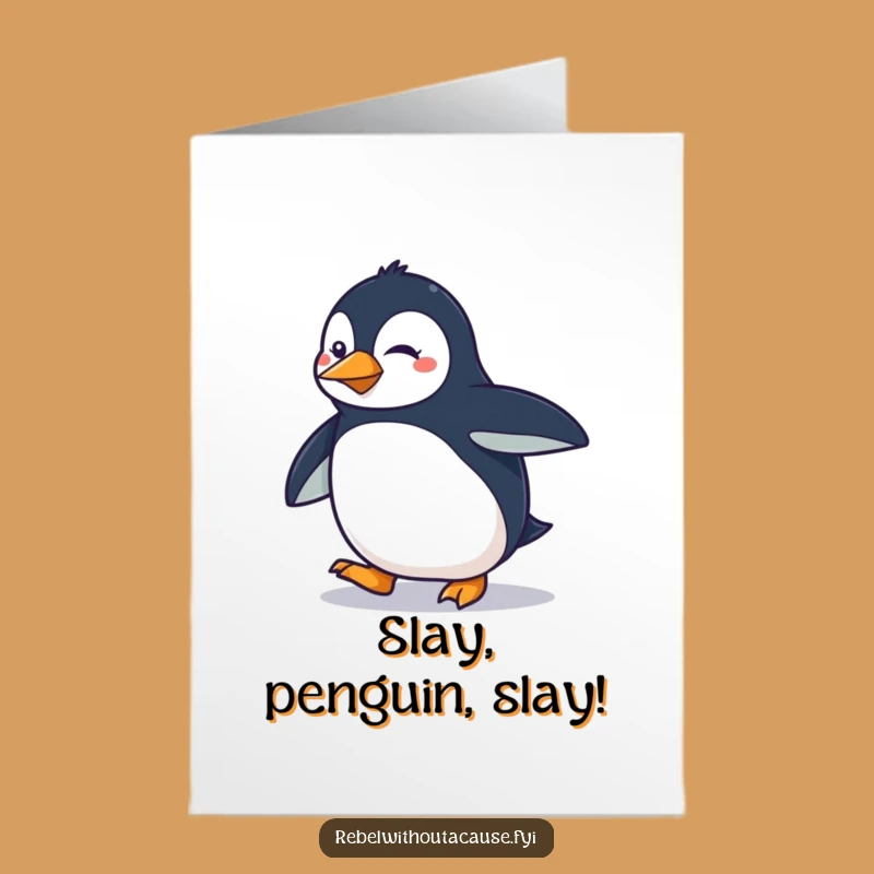 Free Printable Sassy Penguin Congrats Card - Strutting Bird Downloadable Gift
