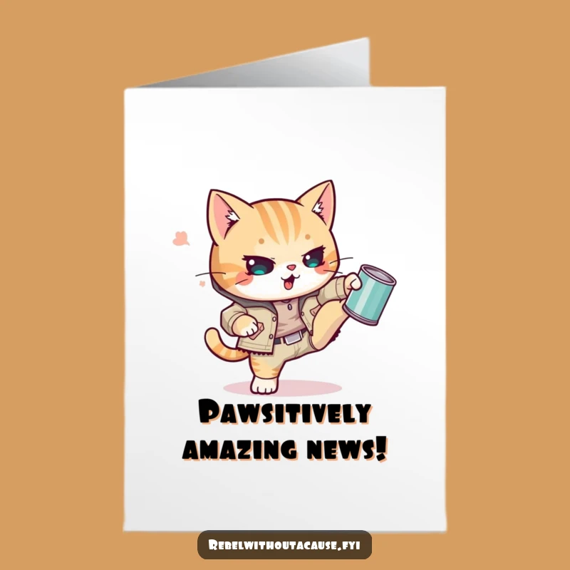 Free Printable Congrats Card: Punk Cat Victory, Humorous Downloadable for Achievements
