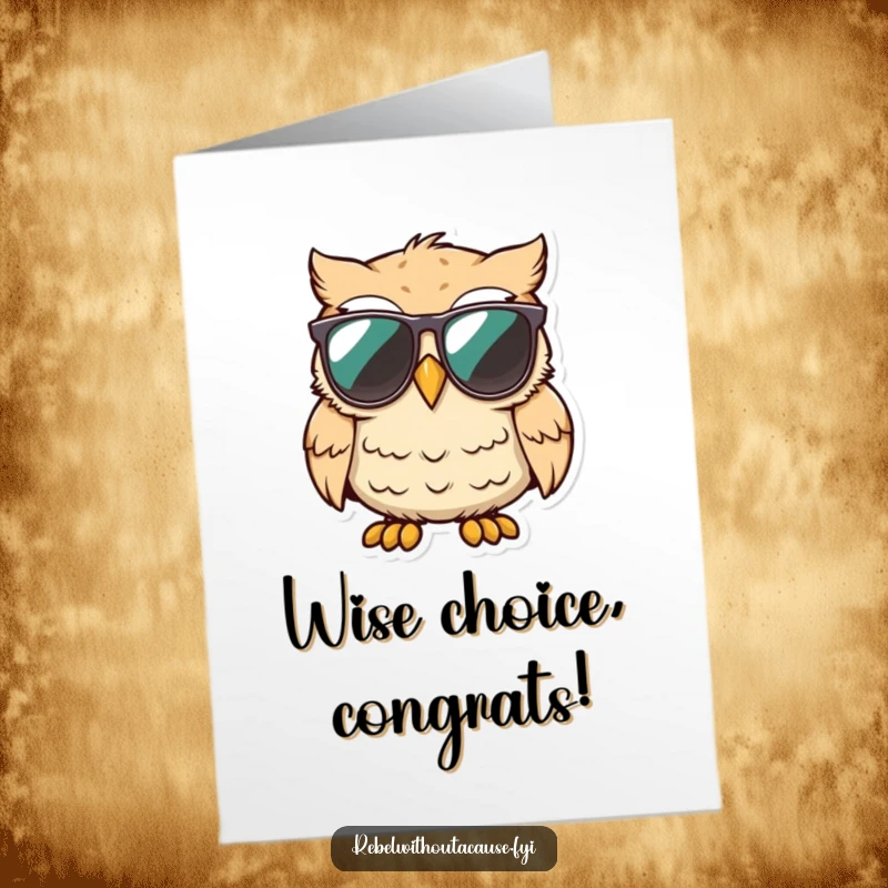 Funny Free Printable Owl Congratulations Card: Unimpressed owl with sunglasses gives a slight smirk of approval.