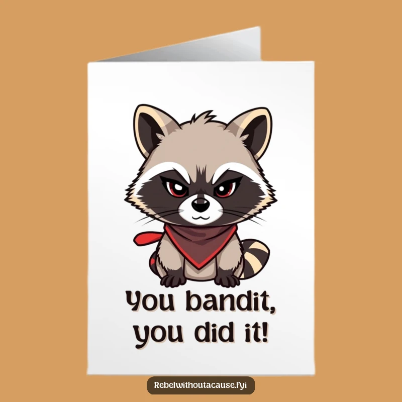 Free Printable Raccoon Congrats Card: Sneaky Success, Funny Downloadable Gift for Wins