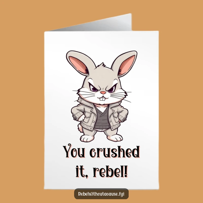 Free Printable Congrats Card: Defiant Bunny, Awesome Downloadable Print at Home Gift