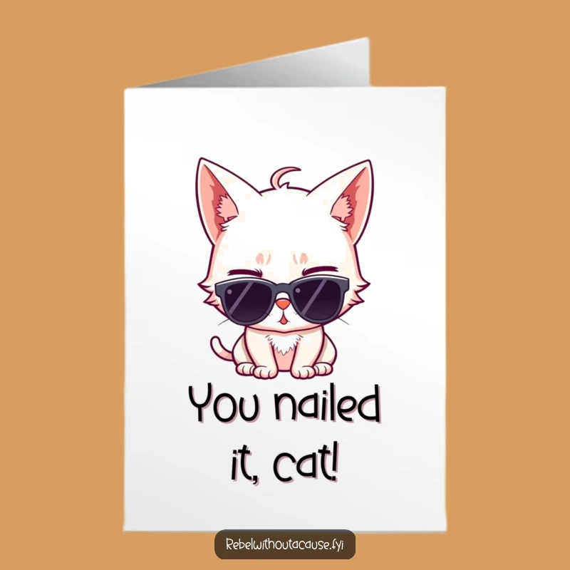 Free Printable Congrats Card: Cool Cat's Wink Funny Downloadable Gift
