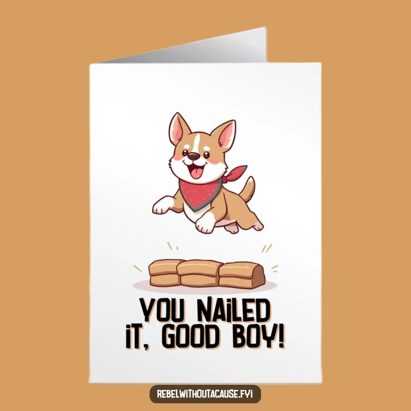 Free Printable Congrats Card: Daring Dog Leaping Over Hurdles Gift