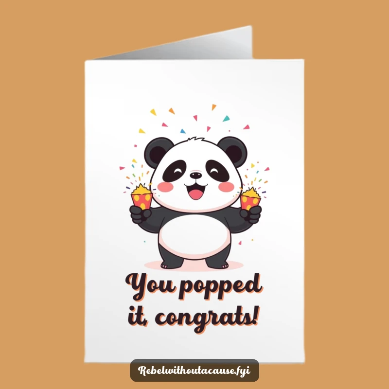 Free Printable Panda Congratulations Card: Hilarious Party Popper Success Downloadable