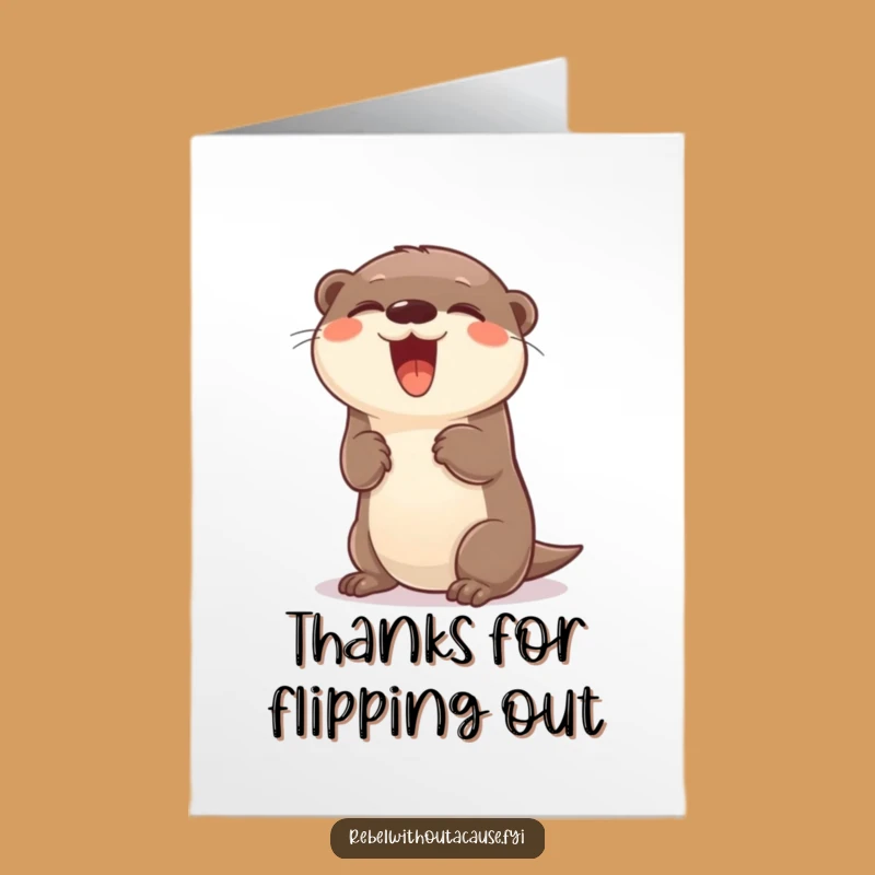 Free Printable Giggling Otter Thank You Card - Playful Flipping Animal Downloadable Gift