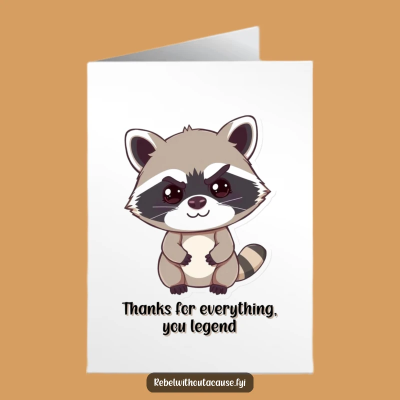 Free Printable Thank You Card: Cheeky Raccoon Eyebrow for Funny Downloadable Gift
