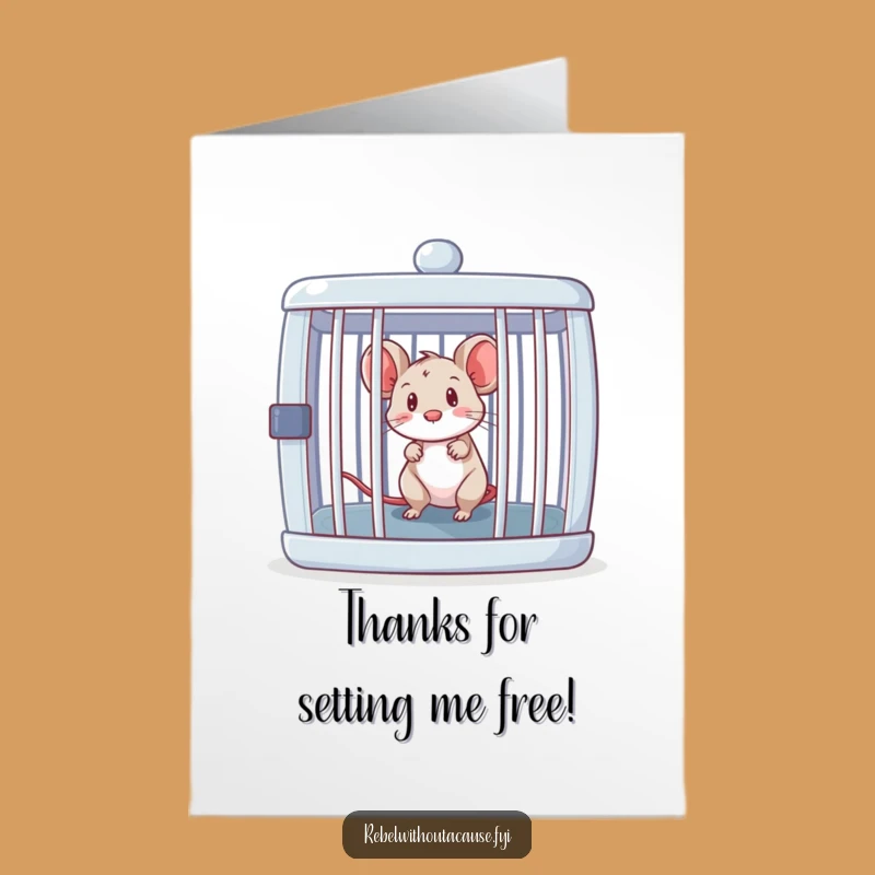 Free Printable Thank You Card: Curious Mouse Escapes Cage - Humorous Downloadable Appreciation Gift