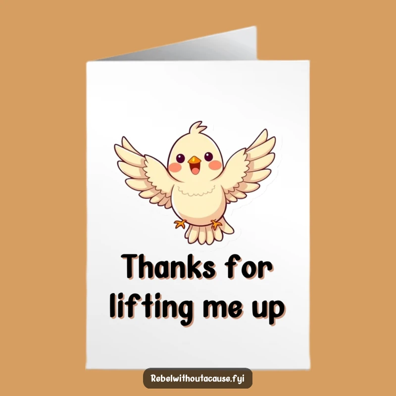 Free Printable Thank You Card: Happy Bird Soaring, Defying Gravity for a Funny Downloadable Gift