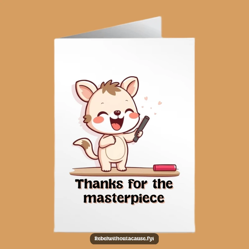 Free Printable Thank You Card: Joyful Animal Chalk Art Funny Downloadable Gift