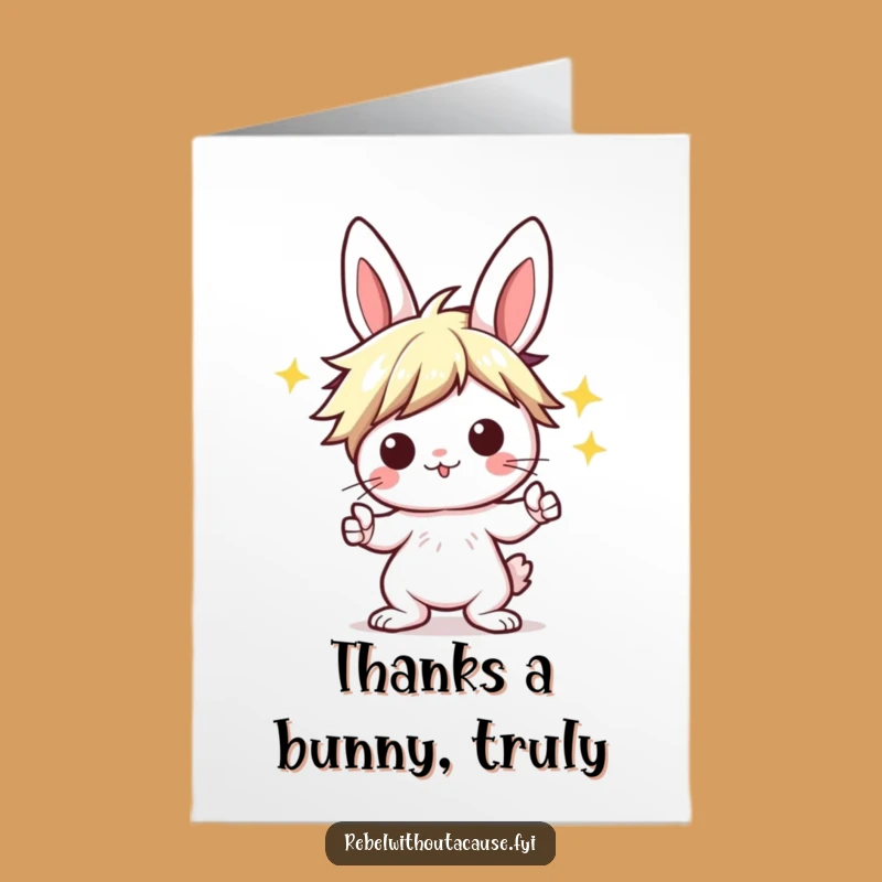 Free Printable Thank You Card: Punk Bunny Thanks, Downloadable for Rocker Gratitude