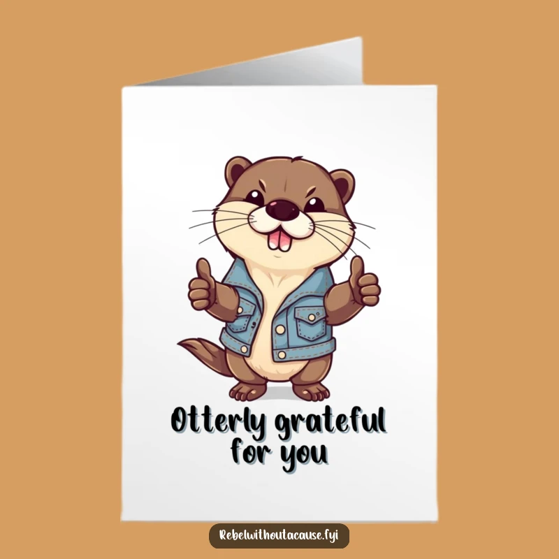 Free Printable Thank You Card: Sarcastic Otter's Thumbs-Down Funny Gift