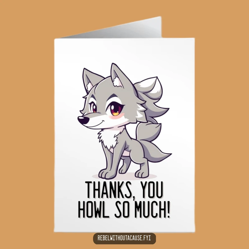 Free Printable Thank You Card: Spirited Wolf Confident Tail High