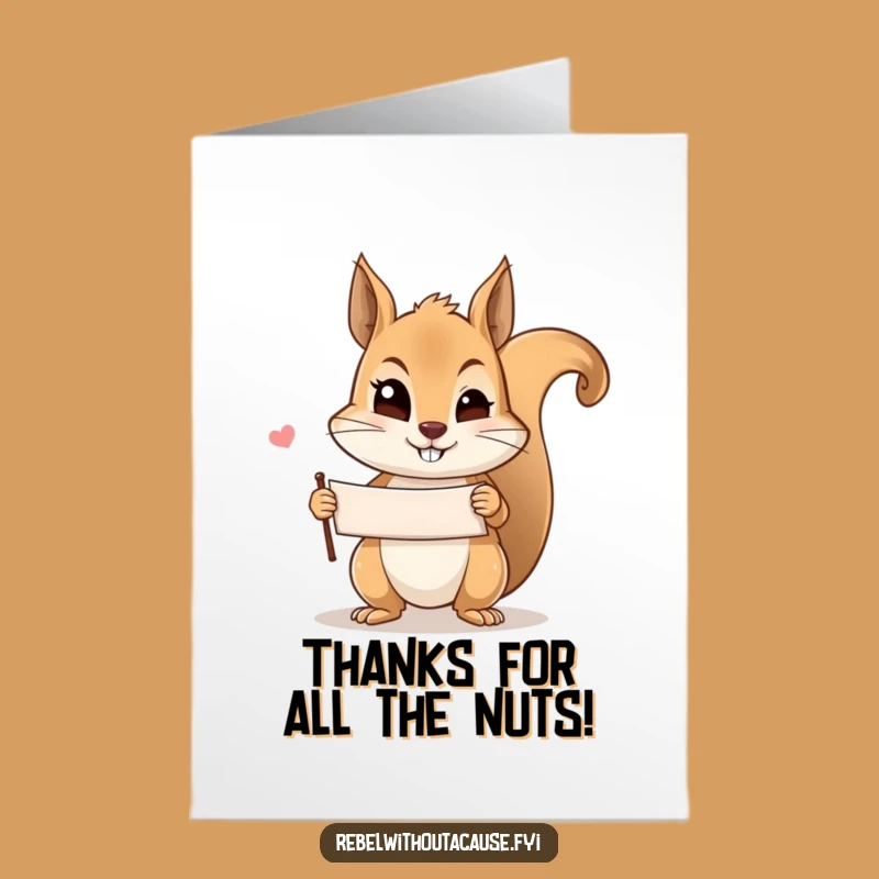Free Printable Squirrel Thank You Card: Winking Bandit Downloadable, Funny DIY Gift