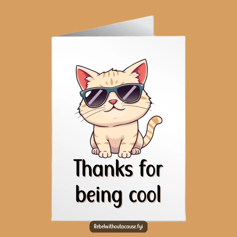 Free Printable Cool Cat Thank You Card: Smirking Feline Downloadable, Funny DIY Gift