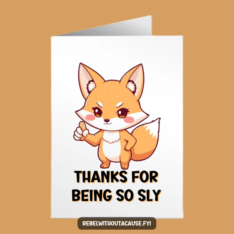 Free Printable Thank You Card: Bold Fox, Pointing Thanks, Downloadable Gift