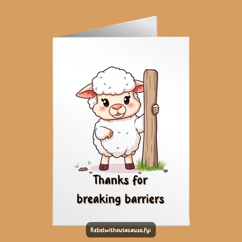 Free Printable Thank You Card: Sheep's Bold Gratitude Downloadable
