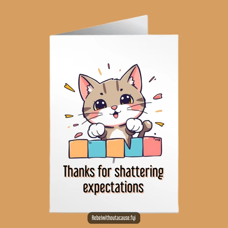 Free Printable Thank You Card: Bold Cat Barrier Smash for Breaking Through
