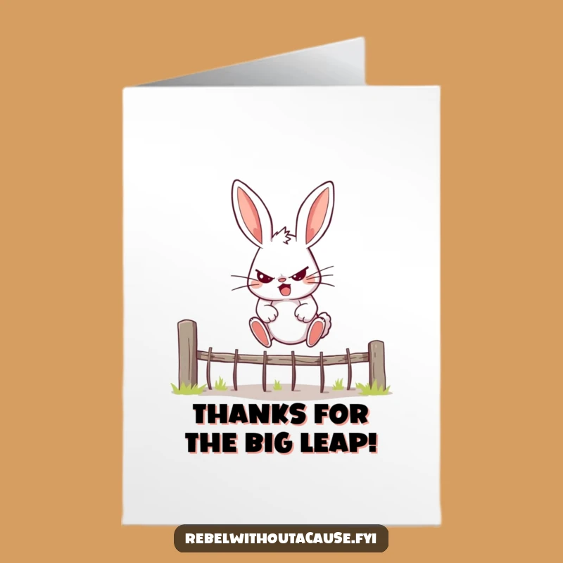 Free Printable Bunny Thank You Card: Jumping Over Fence for True Thanks
