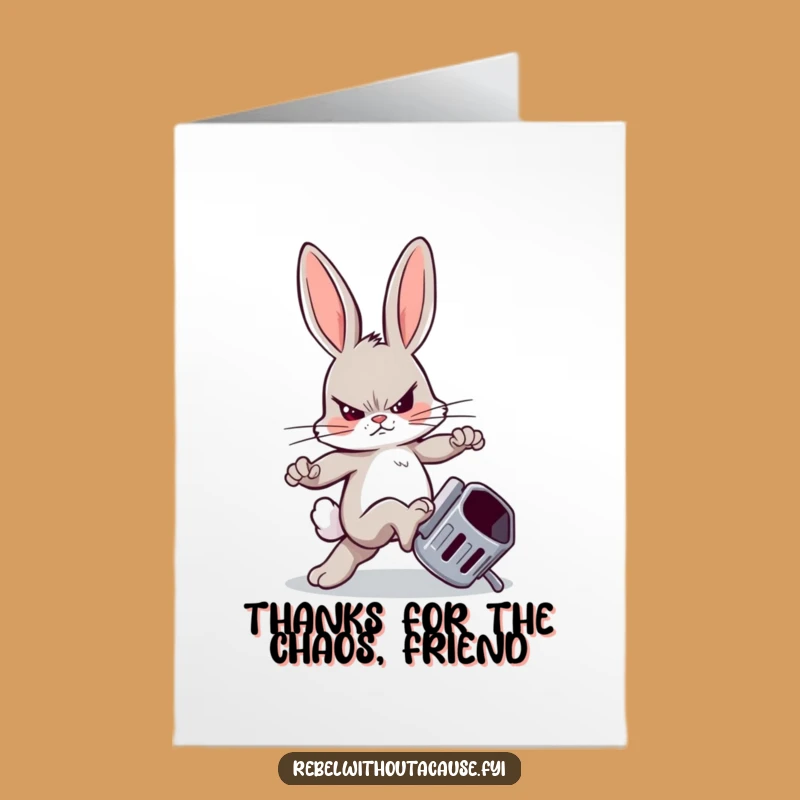Free Printable Thank You Card: Rebellious Bunny saying thanks with sass. A funny downloadable gift!