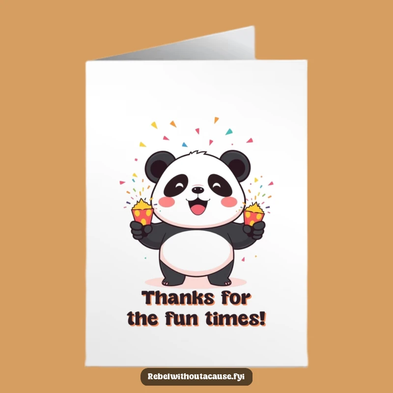 Free Printable Panda Thank You Card: Funny Confetti Popper Gratitude Downloadable
