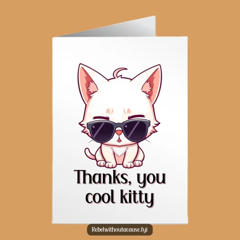 Free Printable Thank You Card: Stylish Cat's Thanks Funny Downloadable Gift