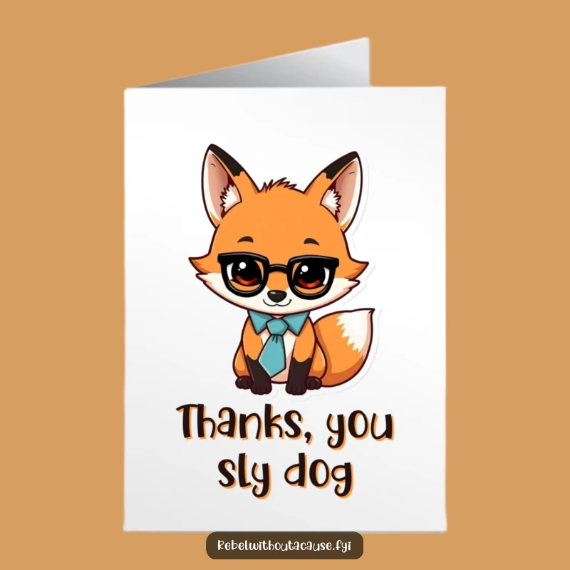 Free Printable Thank You Card: Jaunty Fox, Downloadable & Print at Home Gratitude