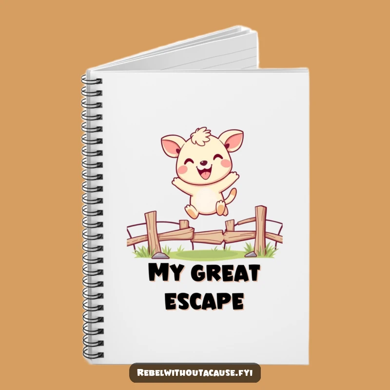 Funny Cheerful Animal Jumping Fence Notebook, Write Happy Thoughts Funny Gift