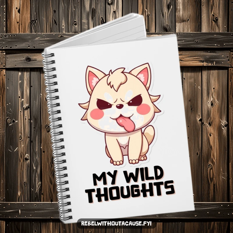 Funny notebook with a spirited animal character defiantly sticking its tongue out, for jotting down notes with a sassy and humorous touch.
