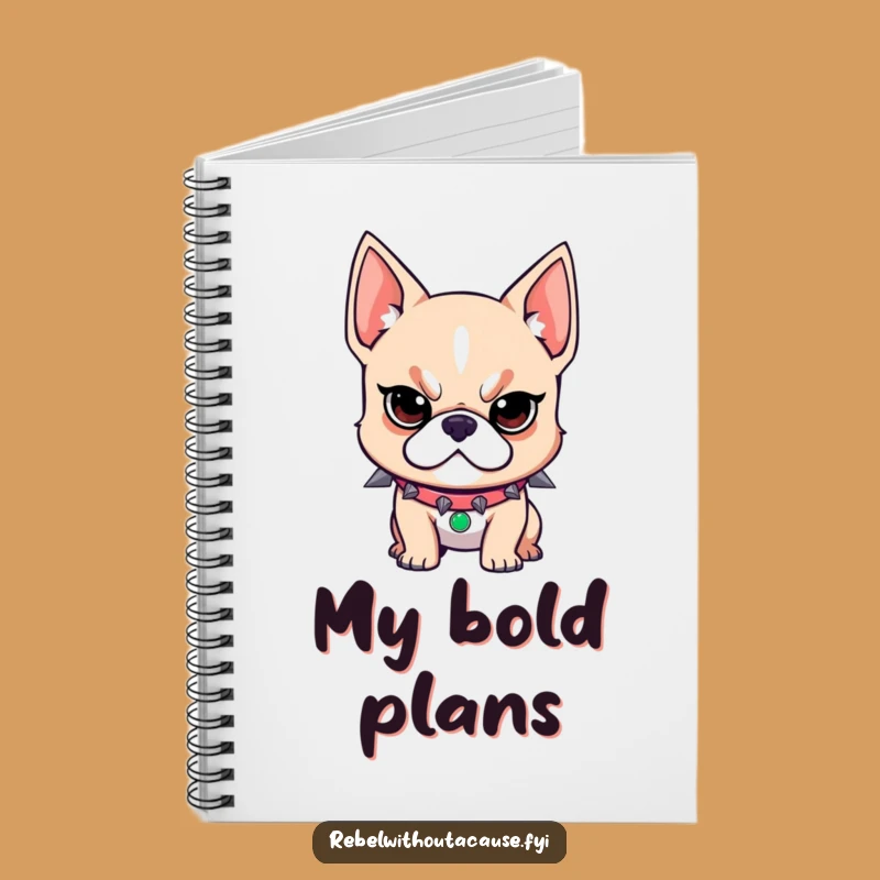 Funny Dog Notebook: Spiked Collar Cover, Determined Look, Diary Gift