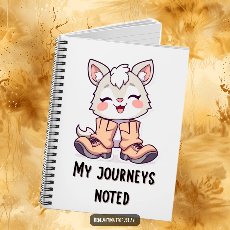 Funny Notebook: Delighted Animal Character with Proud Smirk, Wearing Oversized Tattered Boots, Ideal for Adventures.