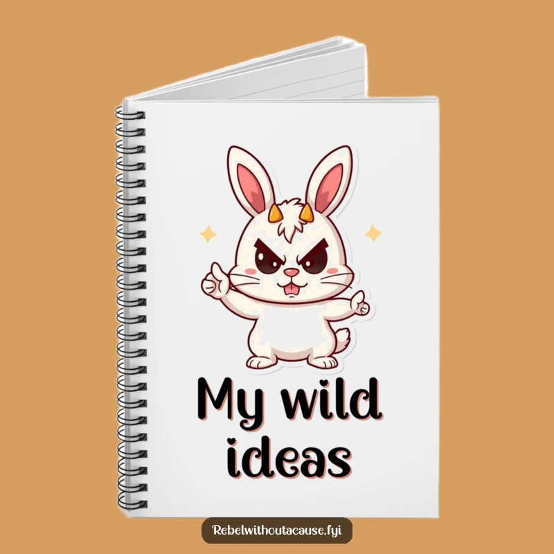 Funny Rebellious Bunny Notebook - Devil Horns Ideas, Mischievous Journal, Gift