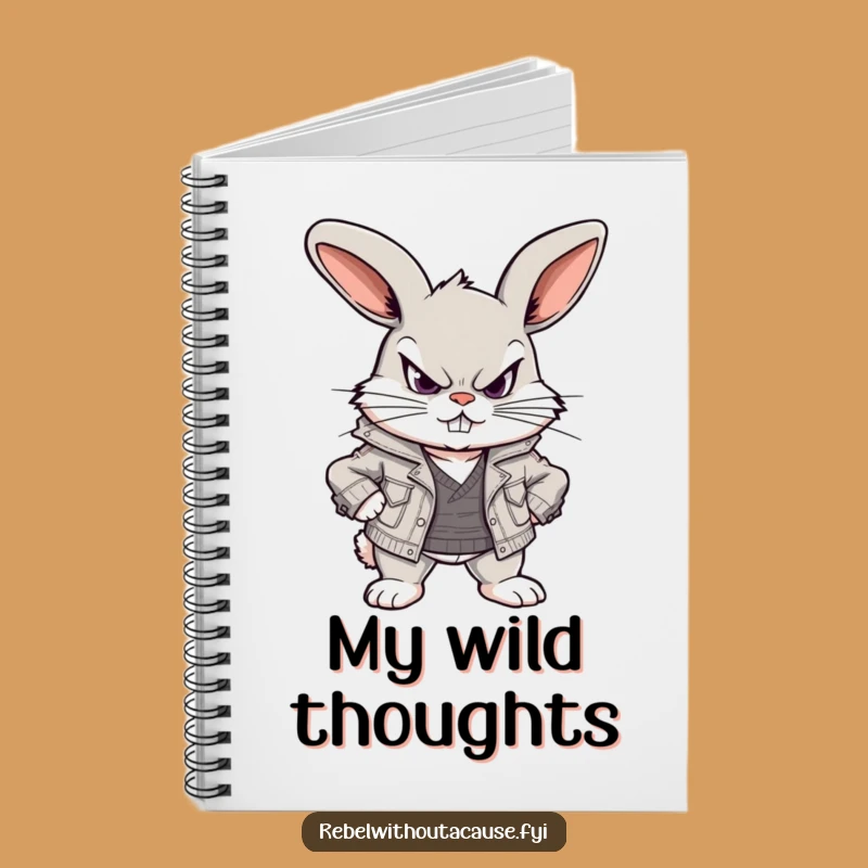 Funny Defiant Bunny Notebook: Scowling Cover, Ripped Jacket Pages, Diary Gift