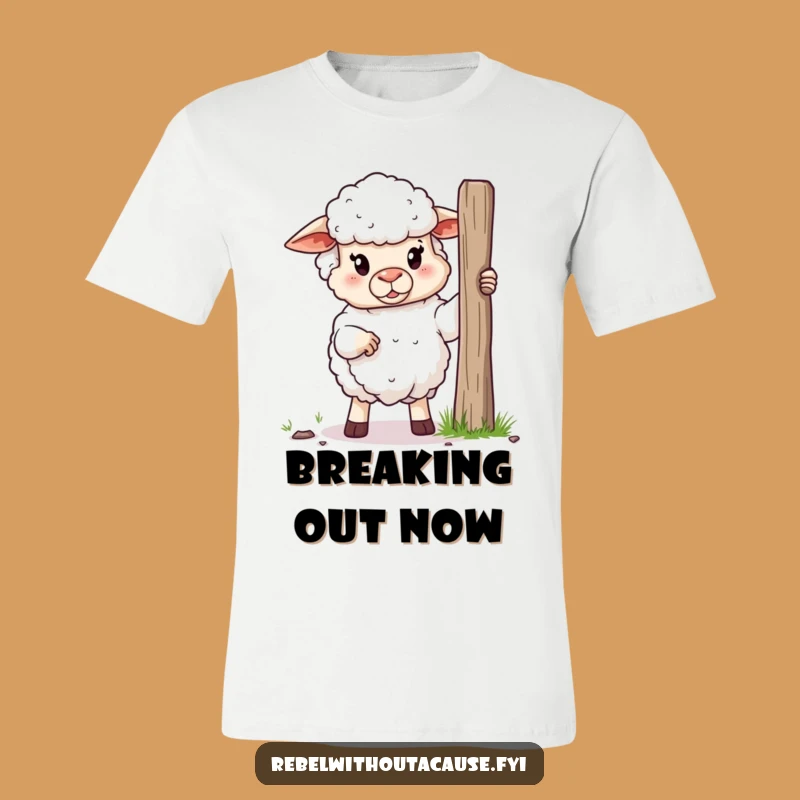 Funny Sheep Breakout T-Shirt: Comedic Rebellion for Farm Fans!