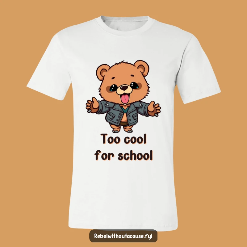 Funny Bear Cub T-Shirt: Ripped Leather Jacket, Tongue Out, The Ultimate Funny Gift