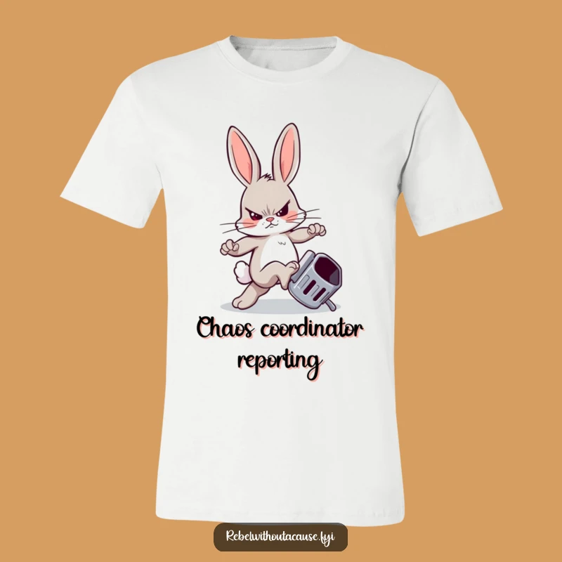 Funny Rebellious Bunny T-Shirt: Kick Trash in Style, Hilarious Gift