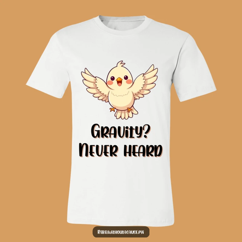 Funny Bird Flight T-Shirt, Gravity Defying Wings, Freedom Design, Perfect Funny Gift