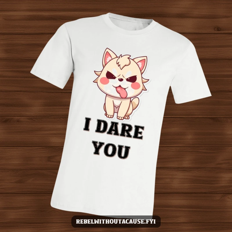 Funny t-shirt featuring a spirited animal character defiantly sticking its tongue out, expressing a bold and humorous attitude.